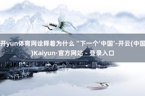 开yun体育网诠释着为什么“下一个‘中国’-开云(中国)Kaiyun·官方网站 - 登录入口